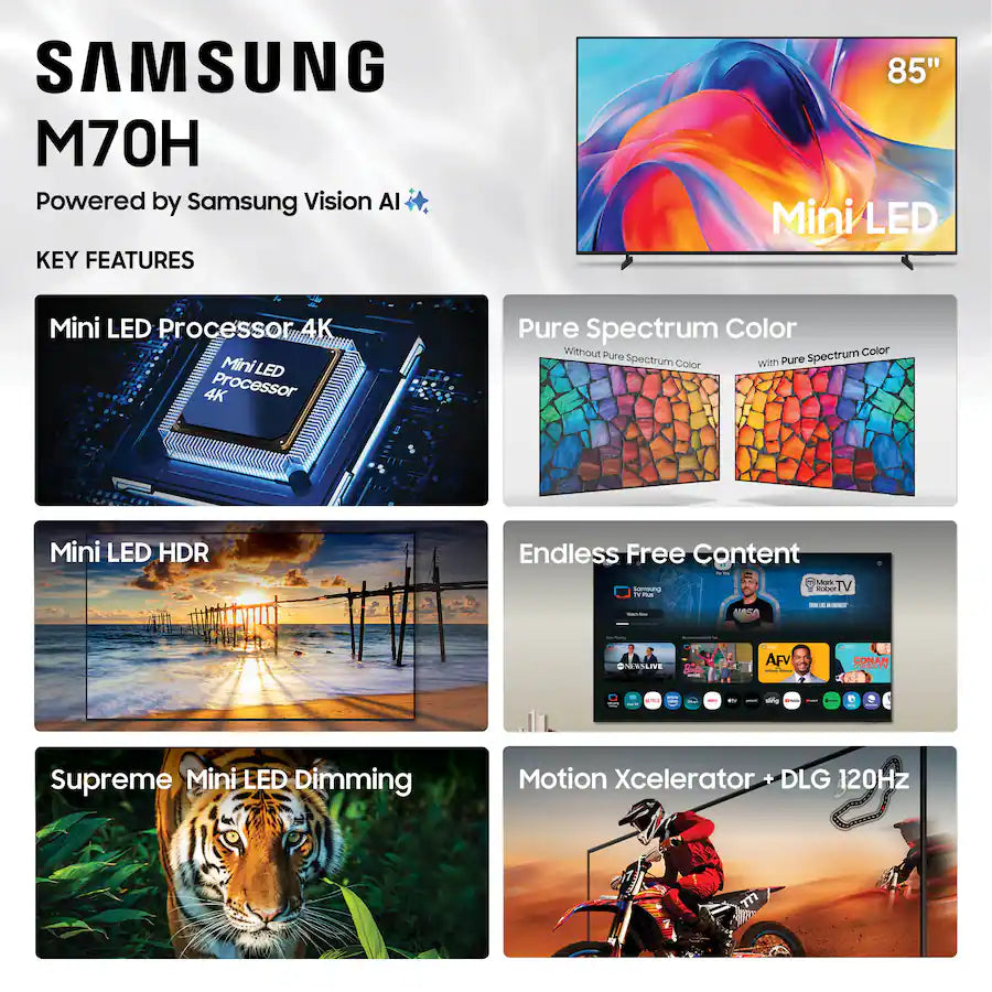 Samsung - 85" Class M70H Series Mini LED 4K UHD SamsungVision AI Smart Tizen TV (2026)
