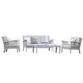 Gardenesque Patio Garden Furniture Set - Light Grey Wooden Garden Set - Repton Lounge - Outdoor Table & Chairs - Durable and Comfortable Design - With