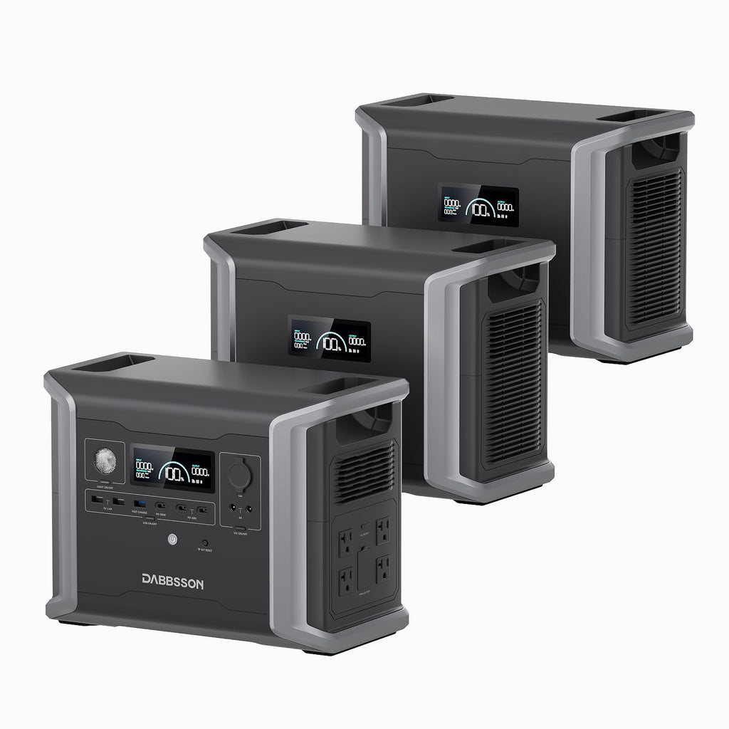 Dabbsson 4.7 kWh Expandable Power Station DBS1300 with DBS1700B Extra Battery X 2, Max 9400Wh, 4 X 1200W AC Outlets, 1800W Solar Input Solar Generator