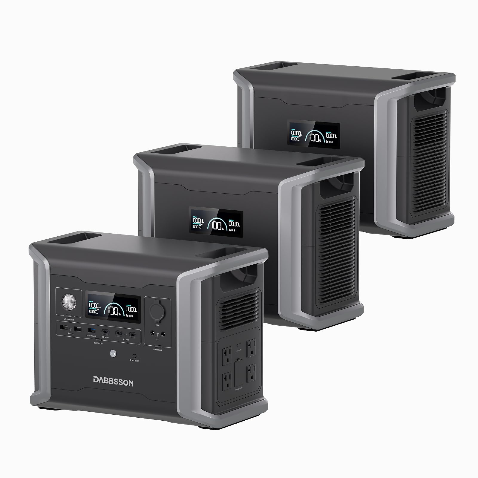 Dabbsson 4.7 kWh Expandable Power Station DBS1300 with DBS1700B Extra Battery X 2, Max 9400Wh, 4 X 1200W AC Outlets, 1800W Solar Input Solar Generator