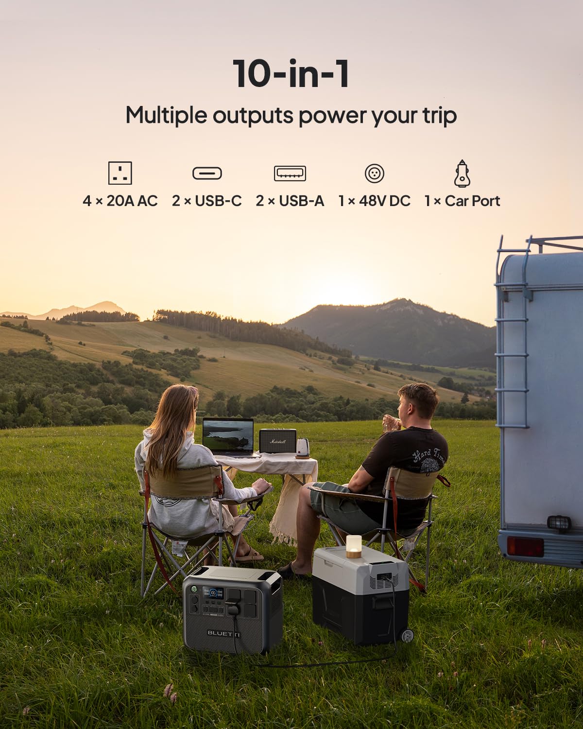 BLUETTI Portable Power Station AC200L, 2048Wh LiFePO4 Battery Backup, Expandable to 8192Wh w/ 4 2400W AC Outlets (3600W Power Lifting), Solar Generato