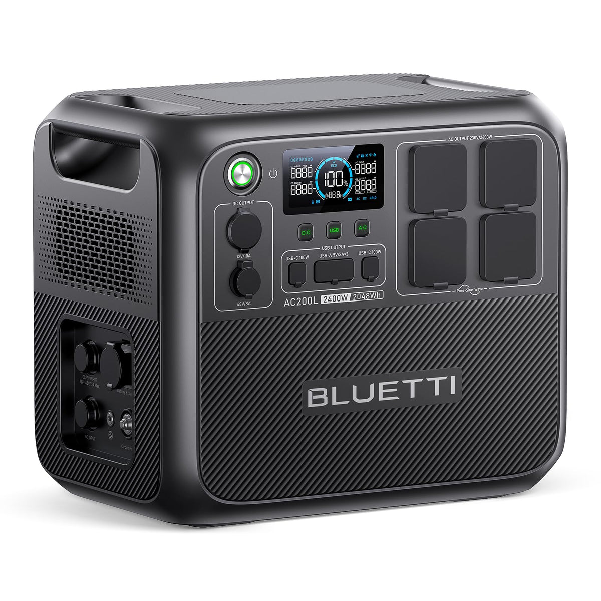 BLUETTI Portable Power Station AC200L, 2048Wh LiFePO4 Battery Backup, Expandable to 8192Wh w/ 4 2400W AC Outlets (3600W Power Lifting), Solar Generato