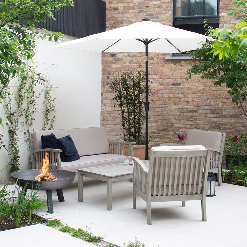 Gardenesque Patio Garden Furniture Set - Light Grey Wooden Garden Set - Repton Lounge - Outdoor Table & Chairs - Durable and Comfortable Design - With