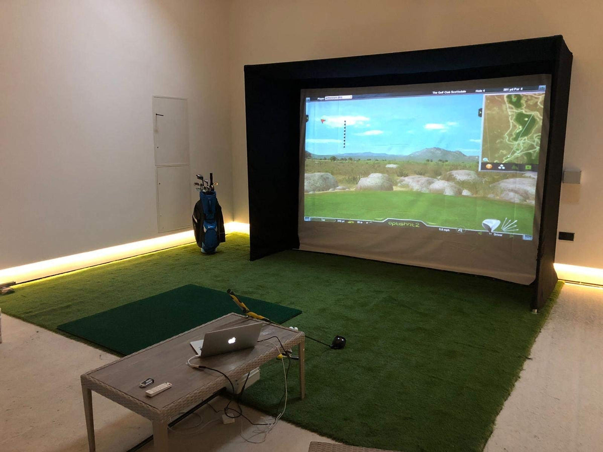 GolfBaysUK Optishot 2 Golf Simulator Bundle – You Get Deep Golf Enclosure, 1.5M X 1.5M Golf Mat, Optishot2 Golf Simulator - For Home - Train from Home