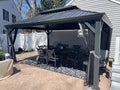 PURPLE LEAF Heavy Duty Garden Gazebo 3.65 x 4.85 m with Galvanised Steel Double Roof, Waterproof Metal Hardtop Gazebo with Side Curtain and Zipped Net