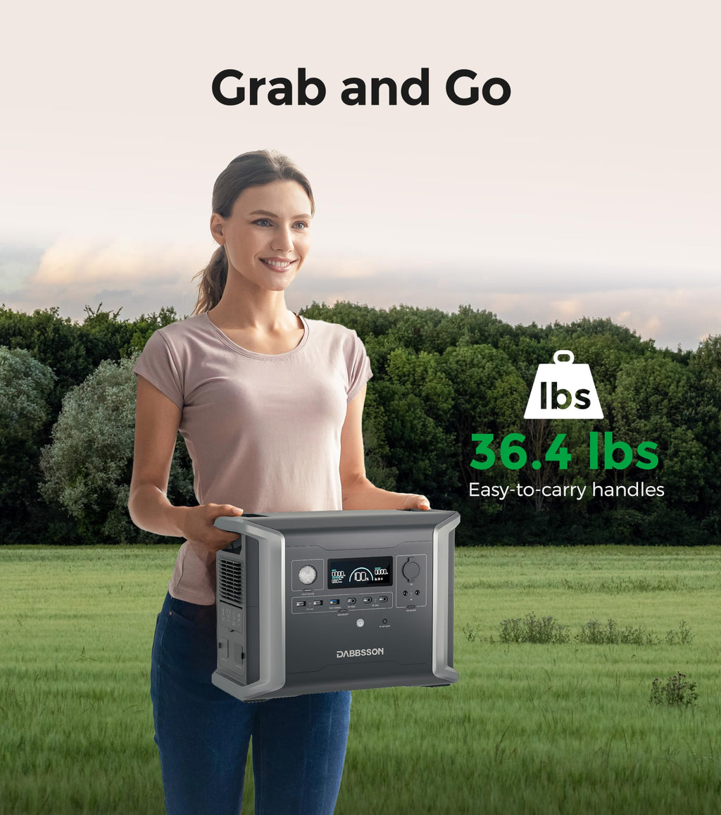 Dabbsson 4.7 kWh Expandable Power Station DBS1300 with DBS1700B Extra Battery X 2, Max 9400Wh, 4 X 1200W AC Outlets, 1800W Solar Input Solar Generator