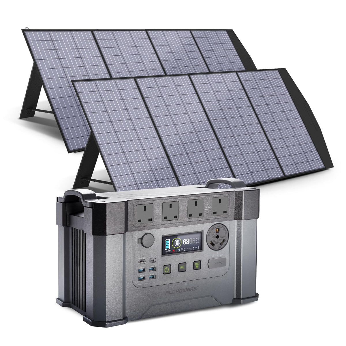 ALLPOWERS MPPT Solar Generator S2000 Pro, 2400W 1500wh Portable Power Station with 2 * 200W Folable Solar Panels Included, Solar Mobile Battery Pack f