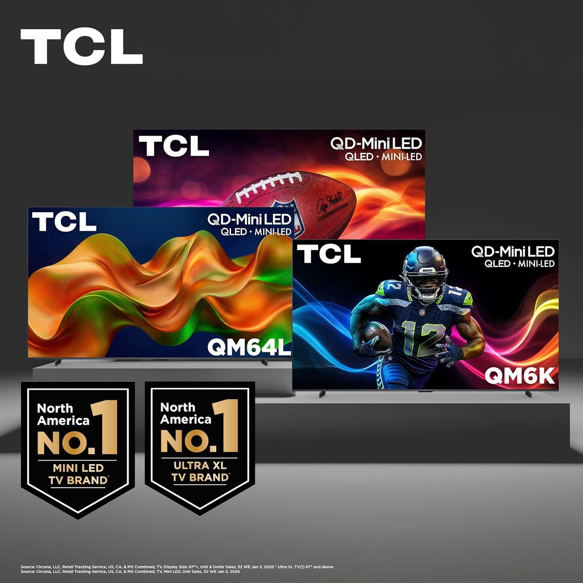 TCL 85-Inch QM64L Series | Mini LED QLED 4K HDR Gaming TV for Sports & Movies | 85QM64L, 2026 | 144Hz VRR, Dolby Vision Atmos, Alexa+ Voice Remote