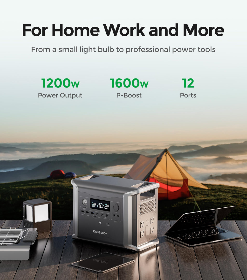 Dabbsson 4.7 kWh Expandable Power Station DBS1300 with DBS1700B Extra Battery X 2, Max 9400Wh, 4 X 1200W AC Outlets, 1800W Solar Input Solar Generator