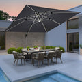 PURPLE LEAF Double Top Deluxe Solar Powered LED Square Patio Umbrella Offset Hanging Umbrella Outdoor Market Umbrella Garden Umbrella,300 x 300 cm,Gre