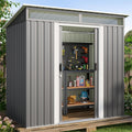 Lofka Outdoor Storage Shed with Sliding Doors, 6x4" Metal Garden Shed with Transparent Panel Windows for Patio & Lawn, Gray - Walmart.com