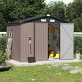 OC Orange-Casual 8' x 6' FT Outdoor Storage Shed, Metal Garden Tool Shed with Lockable Door, Outside Sheds & Storage Galvanized Steel, Brown - Walmart