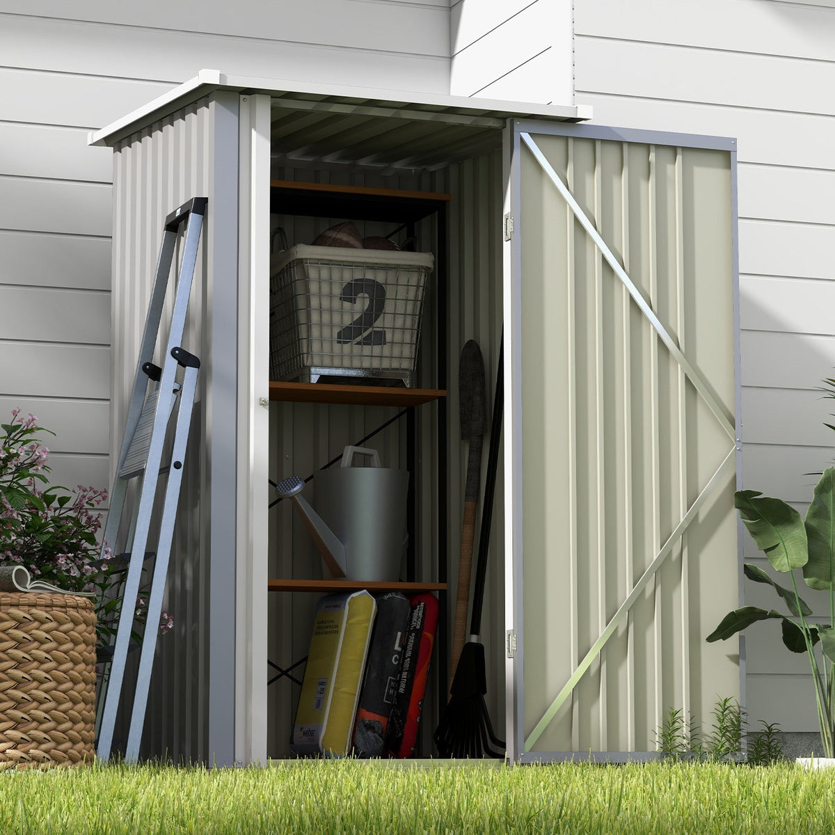 Patiowell 3 x 3 FT Outdoor Storage Shed,Small Garden Tool Storage Shed with Sloping Roof and Single Lockable Door, Outdoor Shed for Backyard Garden Pa