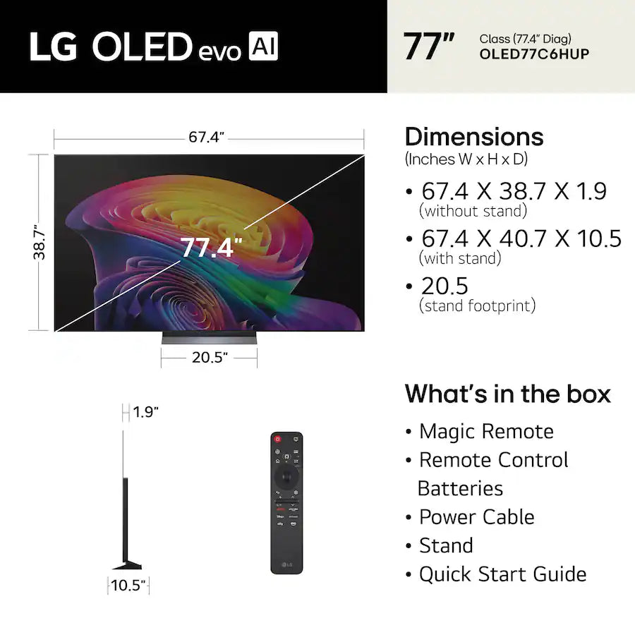 LG - 77" Class C6H Series OLED evo AI 4K Smart webOS TV with Hyper Radiant Color Tech (2026)