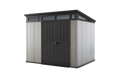 Keter Artisan 9x7 Foot Large Outdoor Shed with Floor with Modern Design for Patio Furniture